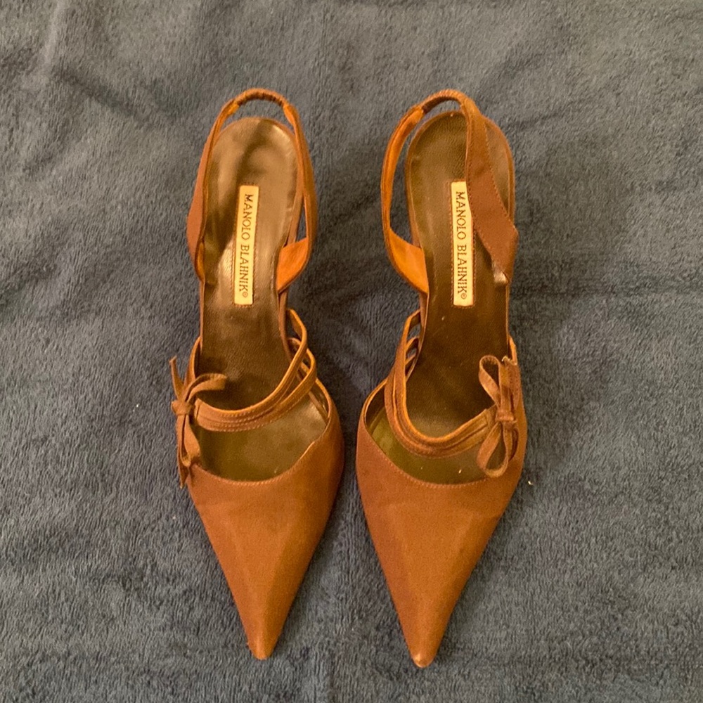 Monolo Blahnik brown low heels